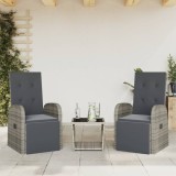 Cumpara ieftin Gossi set mobilier de gradina cu perne, 3 piese, gri, poliratan