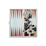 Joc societate 3 in 1 sah,table si dame, lemn,48x48x4 cm