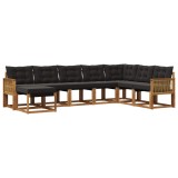 vidaXL Set de canapele de exterior cu pernă 8 pcs Natural și Negru 3382148