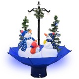 Cumpara ieftin Brad de Craciun cu ninsoare si baza umbrela albastru 75 cm PVC