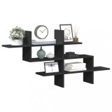 vidaXL Raft de perete, negru, 124,5x18x60,5 cm, lemn prelucrat