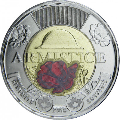 Canada 2 Dolari 2018 - Armistitiul - colorata, KM-2580.2 UNC !!! foto