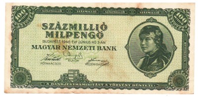 Ungaria 100 000 000 000 000 Pengo 1946 P-130 U3 foto