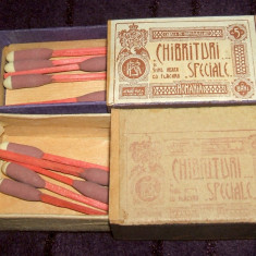 1900 Chibrituri speciale RMS tip A, 2 varietati cutii romanesti din lemn Filaret