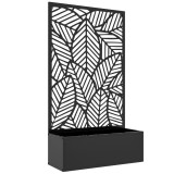 Outsunny Jardinieră Ridicată din Metal pentru Exterior cu Panou pentru Intimitate și Ghiveci, Montare pe Perete sau Independentă, Negru | Aosom Romani