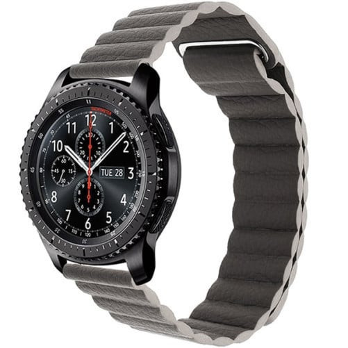 Curea piele Smartwatch Samsung Galaxy Watch 4, Watch 4 Classic, Gear S2, iUni 20 mm Dark Gray Leather Loop