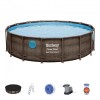 Piscina structura metalica, rotunda, cu filtru, scara, maro, 488x122 cm, Bestway Vista GartenVIP DiyLine