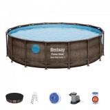 Piscina structura metalica, rotunda, cu filtru, scara, maro, 488x122 cm, Bestway Vista