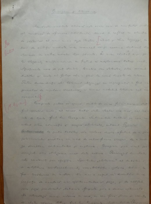 Manuscris Stefan Cazimir, Cromozomii si literatura, eseu, 6 pagini