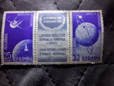 3 planse Lansarea satelitilor artificiali ai pamantului de URSS, 1957 foto