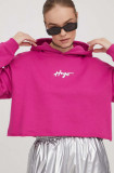 HUGO bluză femei, culoarea roz, cu glugă, imprimeu 50508292
