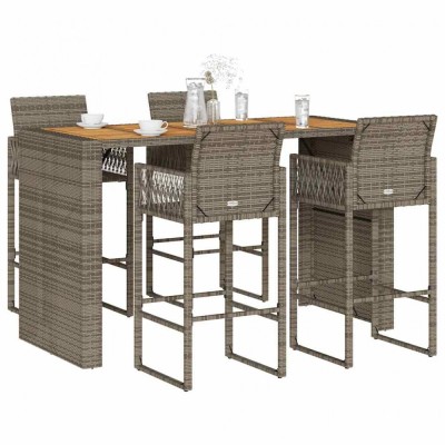 vidaXL Set bar de grădină 5 piese fără perne Salc&amp;acirc;m din polirattan gri 3328893 foto