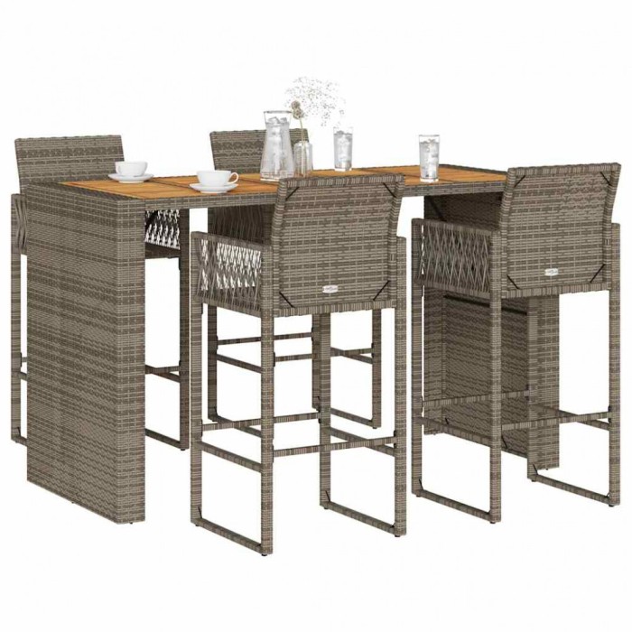 vidaXL Set bar de grădină 5 piese fără perne Salc&acirc;m din polirattan gri 3328893