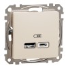 Priza USB tip A+C 2.4A Schneider Sedna bej SDD112402