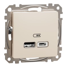 Priza USB tip A+C 2.4A Schneider Sedna bej SDD112402