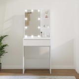 VidaXL Masă de toaletă cu LED, alb, 60x40x140 cm