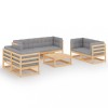Set mobilier de gradina cu perne, 8 piese, lemn masiv de pin