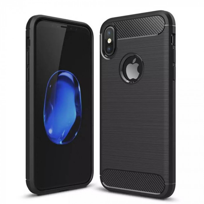 Husa iPhone XS Max Carbon Negru Techsuit