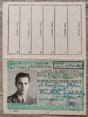 Carte de identitate CFR cls. II 1947 foto