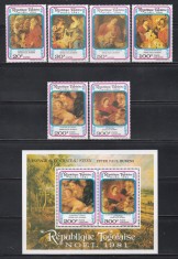 Togo 1981 - Crăciun - Picturi de Rubens, Serie + Pa + Colita, SET COMPLET, MNH