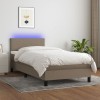 VidaXL Pat cu arcuri, saltea și LED, gri taupe, 90x190 cm, textil 3132961