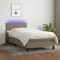 vidaXL Pat cu arcuri, saltea și LED, gri taupe, 90x190 cm, textil 3132961