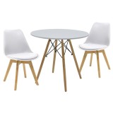 Set masa si scaune 3 buc Julita-Gaston Pako World Alb 80x80x73 cm