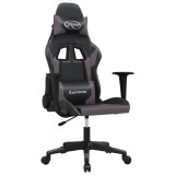 Cumpara ieftin Scaun de gaming de masaj, negru si gri, piele ecologica
