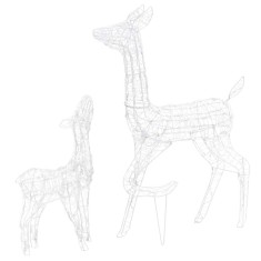 Decoratiune de Craciun familie de reni 160 LED alb rece acril