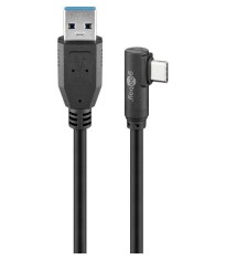 Cablu USB TYPE C tata la USB A 3.0 tata unghi 90 grade 1m 15W 5Gbps Goobay foto