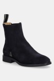 Gant botine din piele intoarsa Fayy culoarea albastru marin, cu toc plat, 31553127