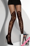 Ciorapi tip Dres Sexy LIVIA CORSETTI 20 DEN Negri cu Model Floral Elegant
