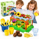 Mini Gradina Crestere Plante Tip Solar Sera pentru Copii &ndash; Set Educational de Gradinarit, Ghivece, Seminte, Unelte si Accesorii &ndash; Experienta Interacti