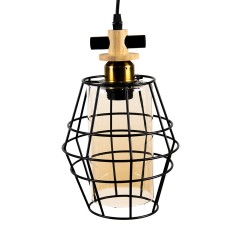 Lustra metal negru sticla 18x18x31 cm