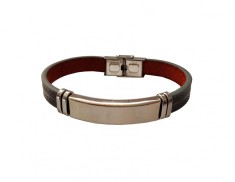 Bratara din piele ecologica, Inox, A4B56