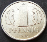 Cumpara ieftin Moneda 1 PFENNIG RDG - GERMANIA DEMOCRATA, anul 1980 *cod 726 = A.UNC, Europa, Aluminiu