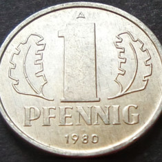 Moneda 1 PFENNIG RDG - GERMANIA DEMOCRATA, anul 1980 *cod 726 = A.UNC