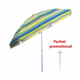 Umbrela protectie solara 2.4m cu suport tip burghiu alb, structura metalica si protectie UV