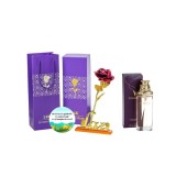 Set complet pentru Ea, parfum de femei Possess, insotit de insigna Dactylion cu mesaj motivational, cadou un trandafir rosu suflat la baza cu aur