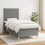 Cumpara ieftin Pat box spring cu saltea, gri &icirc;nchis, 80x200 cm, textil