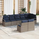 vidaXL Set de canapea 8 pcs Gri poliratan 3346435