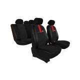 Cumpara ieftin Set Huse Scaune Auto pentru Volkswagen Passat CC - Pok-Ter GT8, Piele Ecologica si Material Textil tip Alcantara, Negru - Rosu, 9 piese