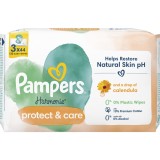 Servetele umede Pampers Harmonie Protect &amp;amp; Care cu galbenele, 3 pachete x 44, 132 buc