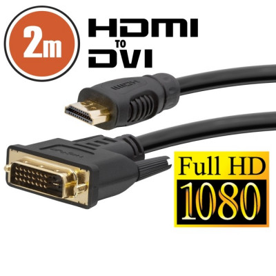 Cablu DVI-D / HDMI 2m cu conectoare placate cu aur Best CarHome foto