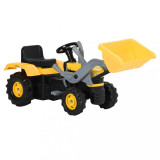 VidaXL Tractor pentru copii cu pedale și excavator, galben și negru