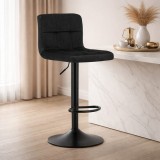 Scaun bar Artool Prot rotativ catifea neagra, reglabil inaltime, suport picioare, cu spatar