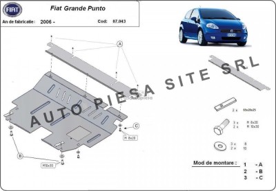 Scut metalic motor Fiat Grande Punto fabricat incepand cu 2006 APS-07,043 foto