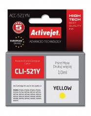 Cartus compatibil CLI-521 Yellow pentru Canon, 10 ml, Premium Activejet, Garantie 5 ani foto