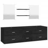 Set mobilier de baie, 5 piese, negru, lemn prelucrat