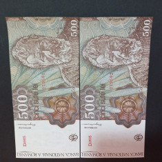 Bancnote romanesti 500lei 1991 serie consecutive unc ianuarie